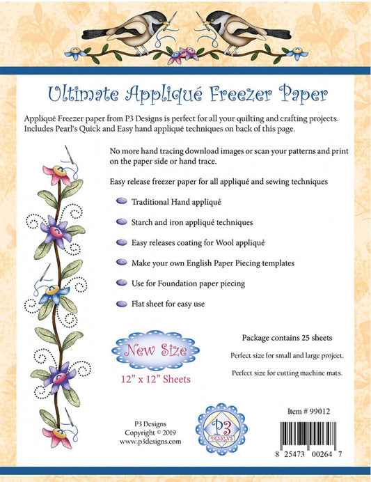 Ultimate Applique Template Freezer Paper 12in x 12in