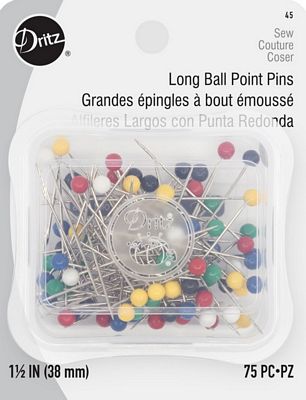 Dritz Long Ball Point Pins 75ct - Quality Sewing & Vacuum