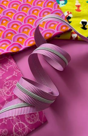 Purple Stripe Zipper Tape with Nickel Teeth