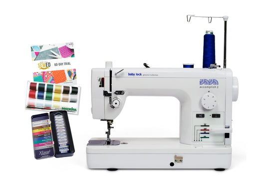 Baby Lock Accomplish 2 Sewing Machine - with FREE Online Classes (BA-LOK60D) - Quality Sewing & Vacuum