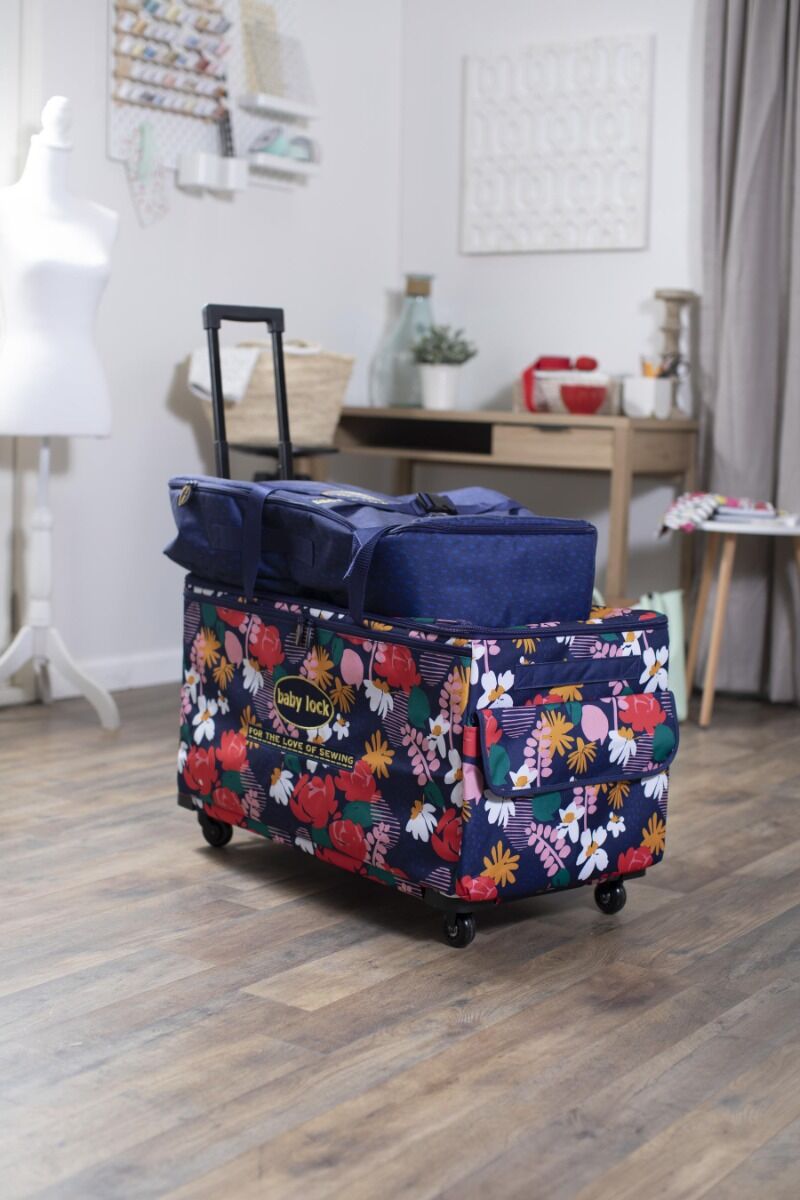 Baby Lock Limited Edition Floral Print XL Machine Trolley with Included Embroidery Arm Bag - Quality Sewing & Vacuum