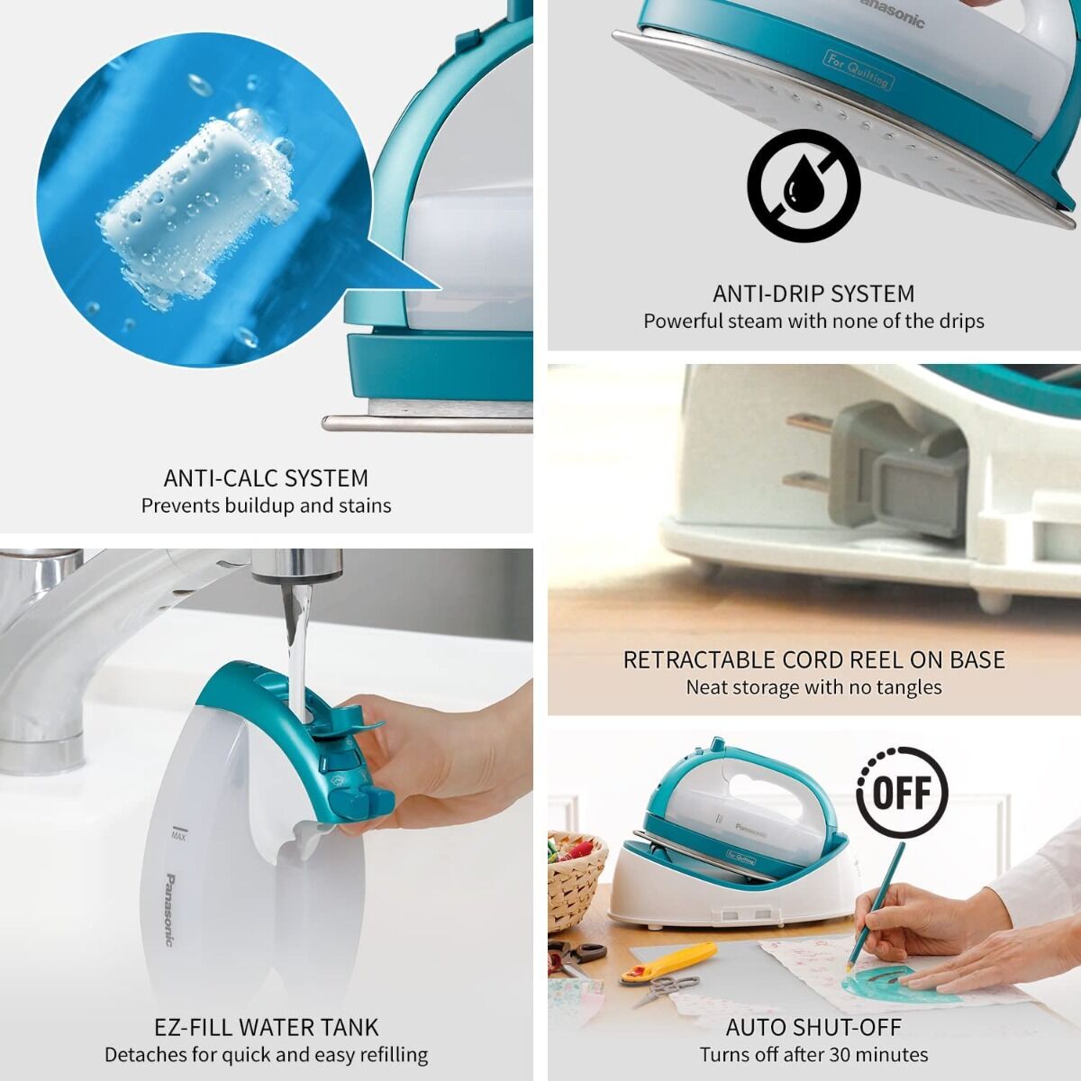 Cordless Steam Iron Panasonic 360 Freestyle Teal