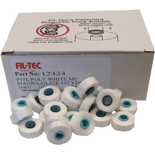 Fil-Tec Magna-Glide Embroidery Bobbins - Style L White  - Quality Sewing & Vacuum