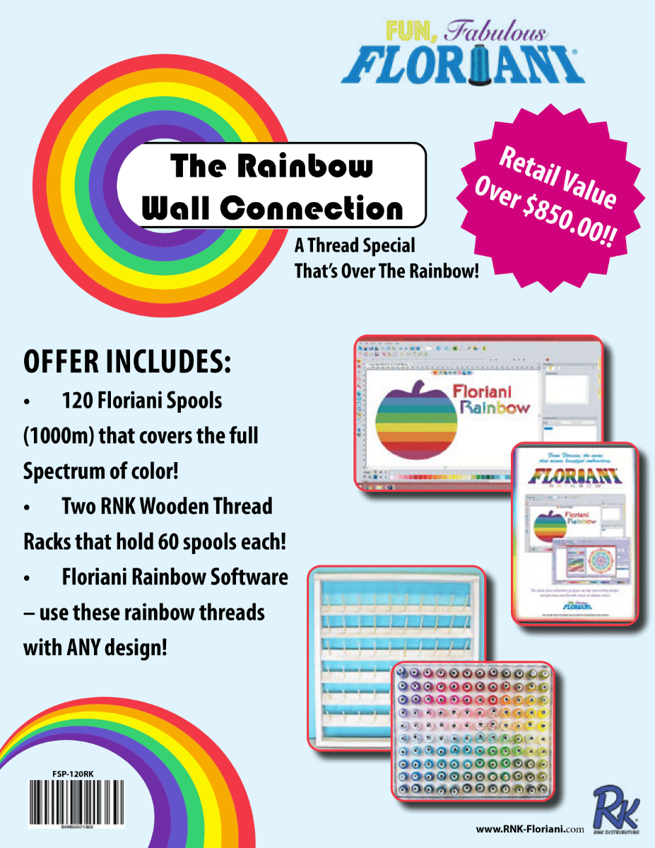 Floriani Rainbow Wall Connection Embroidery Thread Bundle