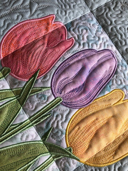 HoopSisters Tulips Wall Hanging Design - CD - Quality Sewing & Vacuum