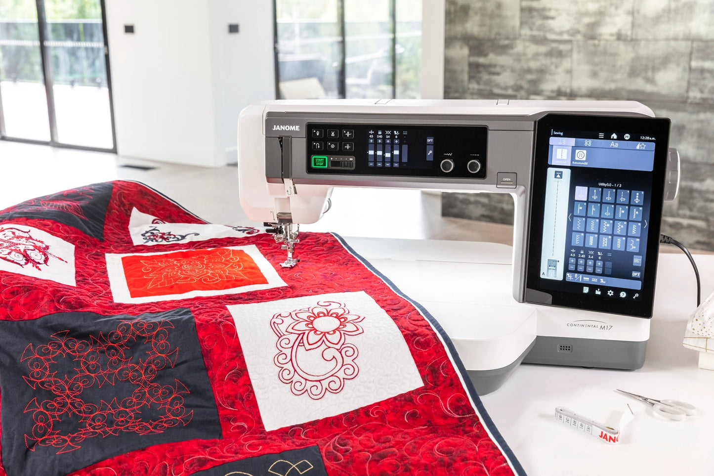 Janome Continental M17 Professional Sewing, Quilting, & Embroidery Machine - Quality Sewing & Vacuum