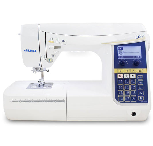 Juki HZL DX7 sewing machine, Box Feed- keep contact with the fabric longer! ,Beautiful stitches, stitch selection