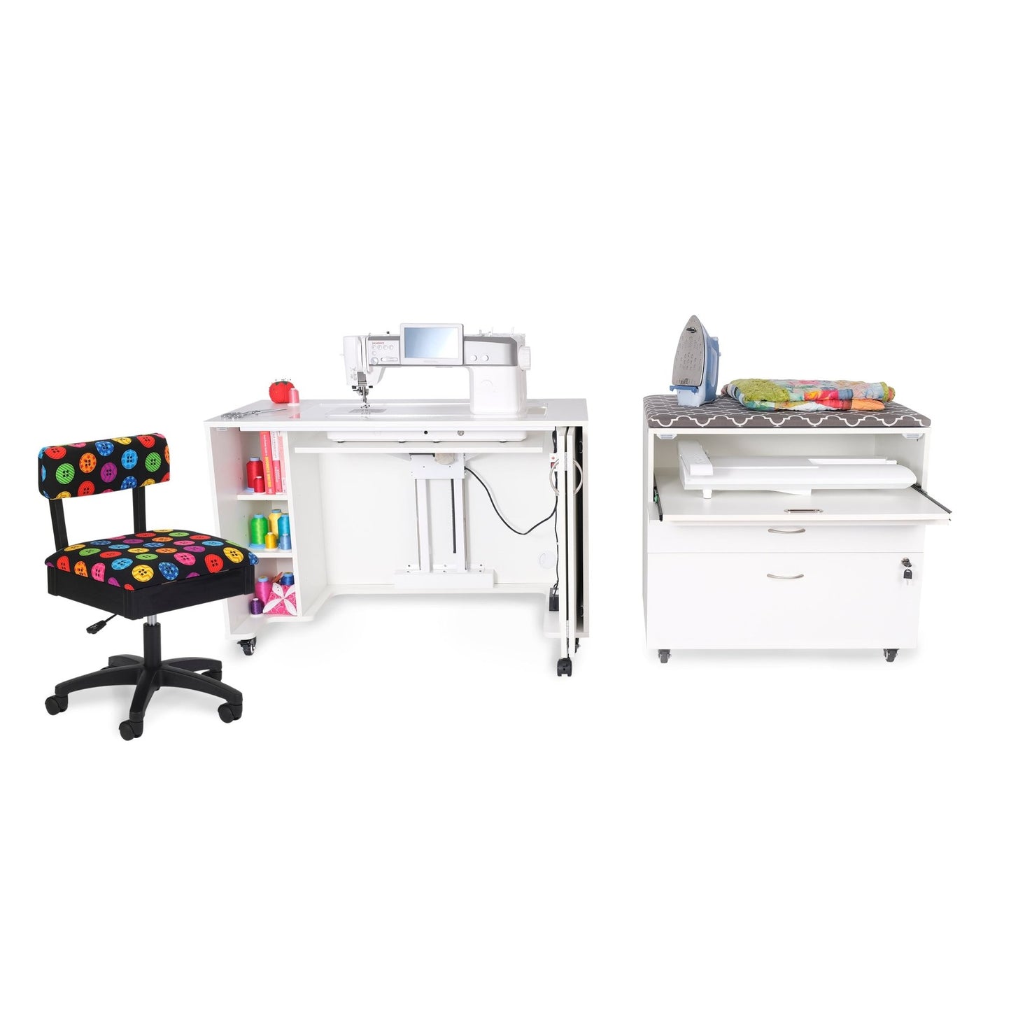 Kangaroo MOD Electric Sewing Cabinet and Embroidery Storage Cabinet Studio Set - Quality Sewing & Vacuum