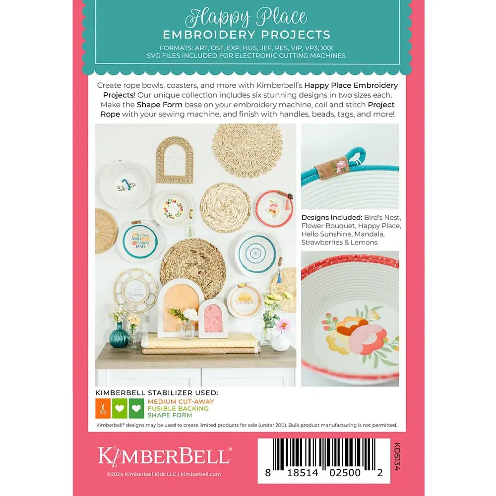 Kimberbell Happy Place Embroidery Projects - Quality Sewing & Vacuum