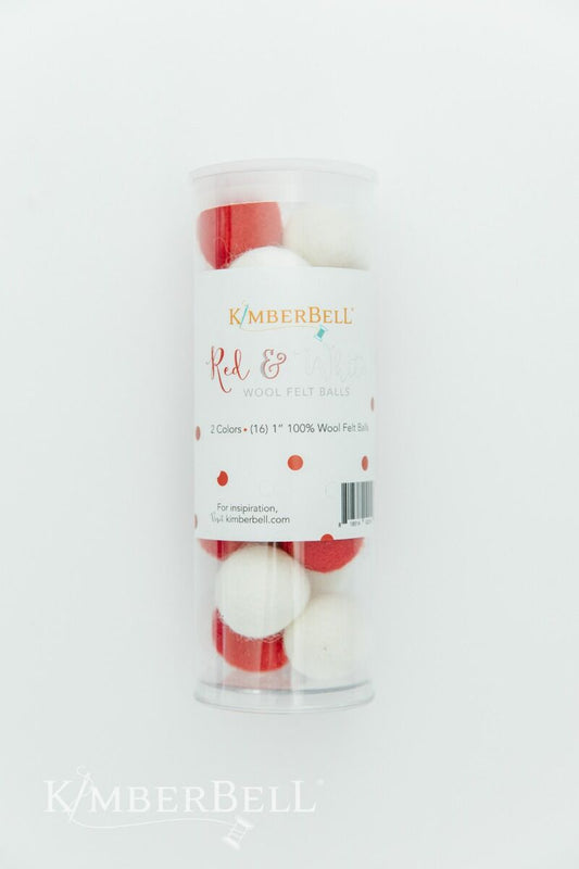 Kimberbell  Red and White Wool Felt Balls, Set of 16,Kimberbell  Red and White Wool Felt Balls, Set of 16