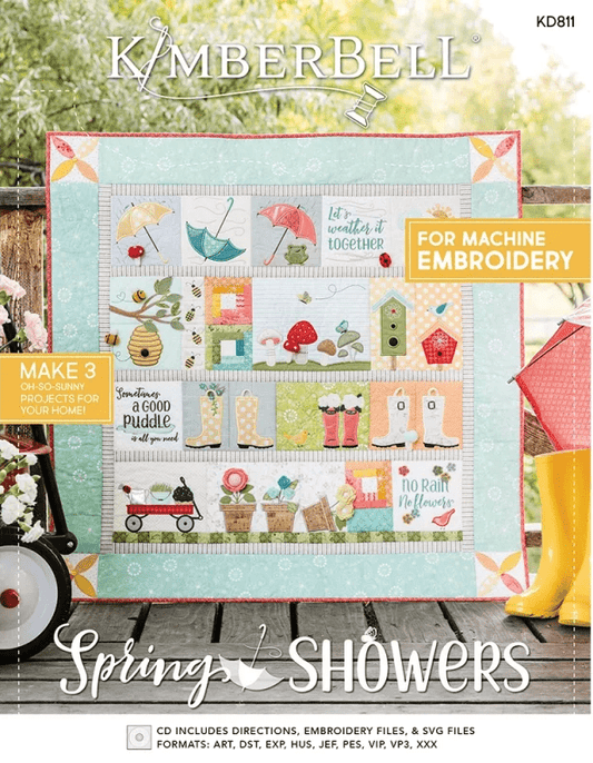 Kimberbell Spring Showers Quilt Machine Embroidery Pattern - Quality Sewing & Vacuum