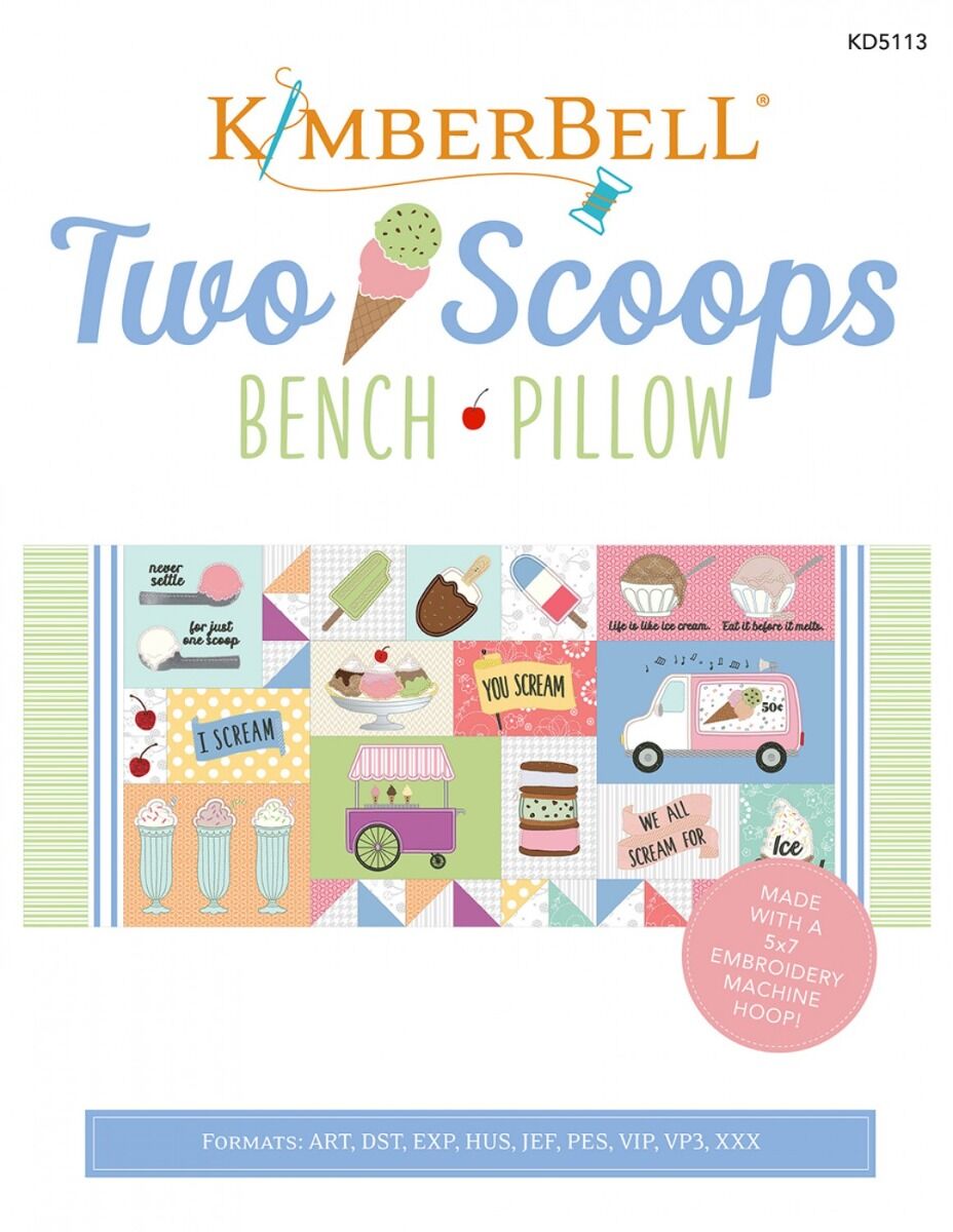 Kimberbell Two Scoops Bench Pillow Machine Embroidery CD