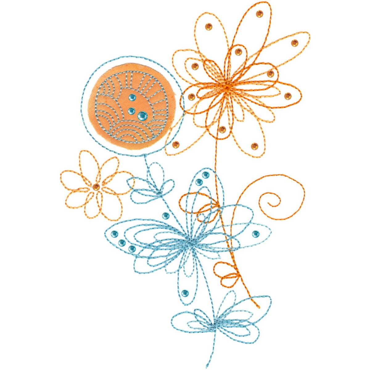 OESD Doodle Flower Glitz Embroidery Collection - USB