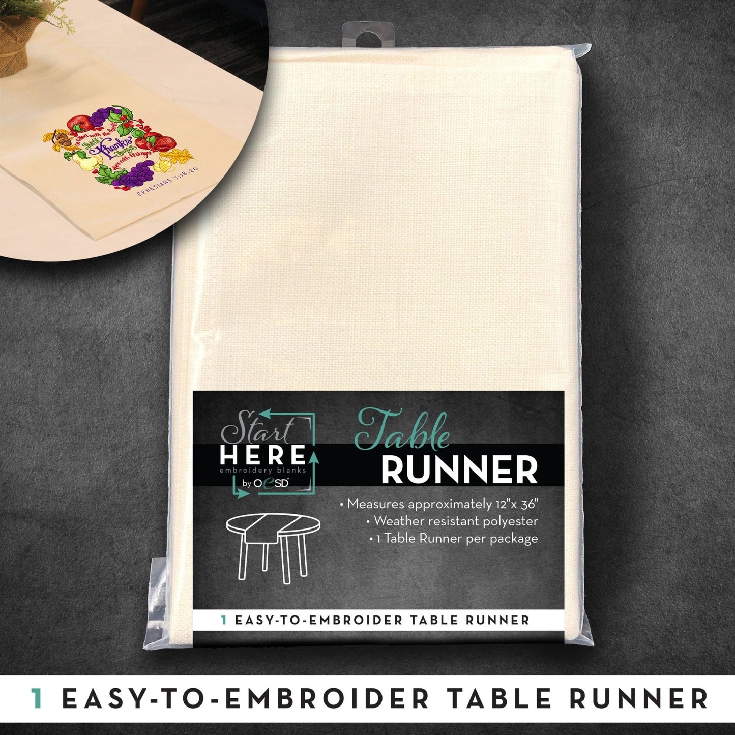 OESD Table Runner - Quality Sewing & Vacuum