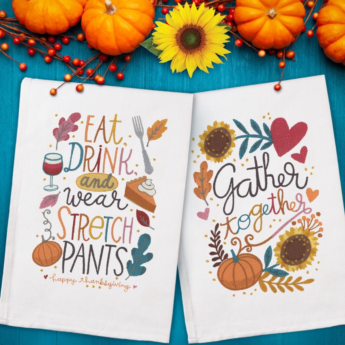 OESD Thanksgiving Recipe Towels Embroidery Collection by Cynthia Frenette