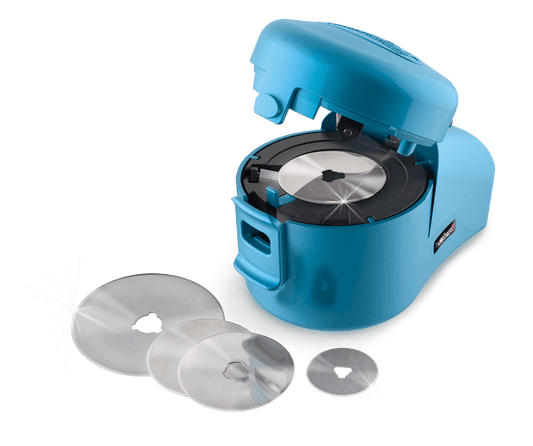 TrueCut TrueSharp 2 Electronic Sharpener,POWER SHARPENING AT THE PUSH OF A BUTTON,NEW DIAMOND GRIT STONES,FINE–TUNED POWER,ENHANCED DESIGN,SHARPEN THREE SIZES OF ROTARY BLADE AND ALMOST ANY BRAND,NO BATTERIES TO WORRY ABOUT,SHARPENS 3 BLADE SIZES,COMPLETE SHARPENING KIT,